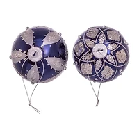 Kurt Adler 80MM Navy Blue Glass Ball Ornaments 6-Piece Set