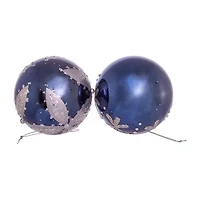 Kurt Adler 80MM Navy Blue Glass Ball Ornaments 6-Piece Set