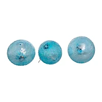 Kurt Adler 80MM Blue Finial Onion and Ball Glass Ornaments 3-Piece Set