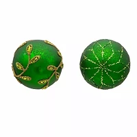 Kurt Adler 80MM Gold and Emerald Green Embellish Ball Ornaments 6 Piece Set