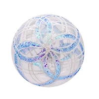 Kurt Adler 80MM Plaid Light Blue and Clear Glass Ball Ornaments 6 Piece Set