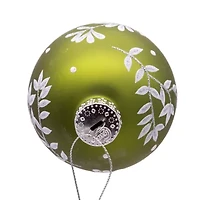 Kurt Adler 80MM Green Leaf Design Ball Ornaments 6 Piece Set