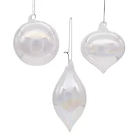 Kurt Adler 80MM Clear Iridescent Ball Onion and Teardrop Ornaments 3 Piece Set