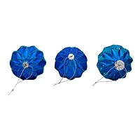 Kurt Adler 80MM Glittered Sequin Blue Ball Finial and Onion 3 Piece Set