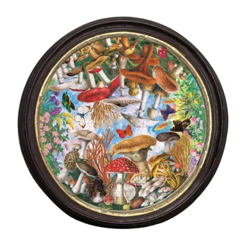 Eeboo Piece And Love Mushrooms And Butterflies 500 Piece Round Circle Jigsaw 500-pc. Puzzle