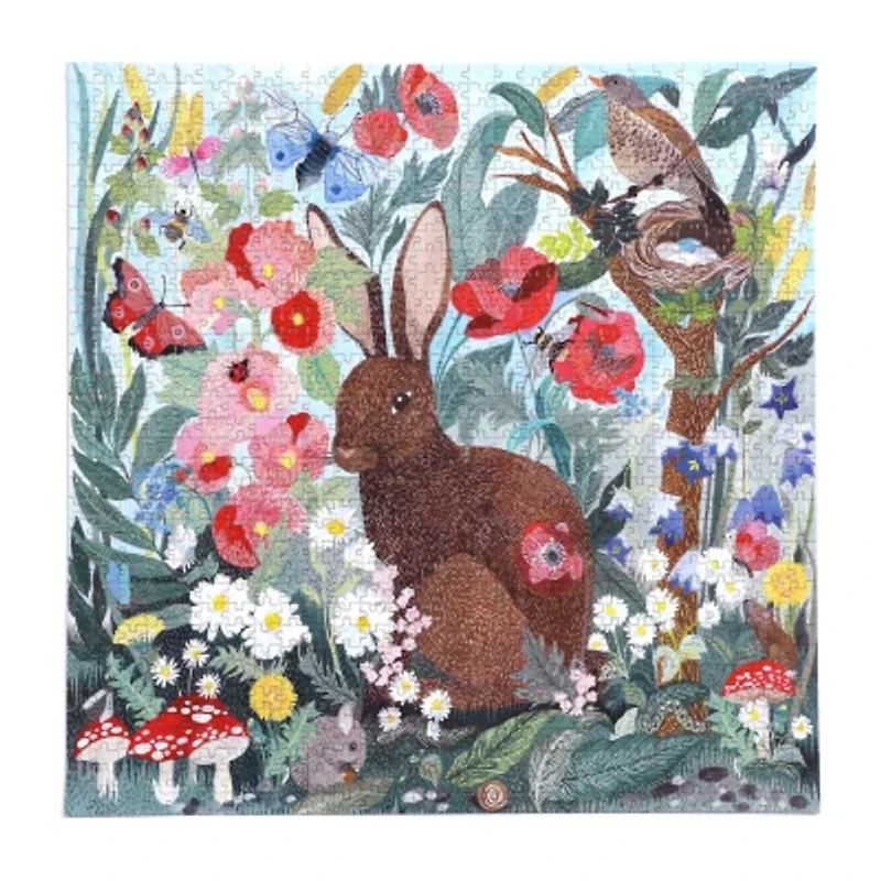 Eeboo Piece And Love Poppy Bunny 1000 Piece Square Adult Jigsaw 1000-pc. Puzzle