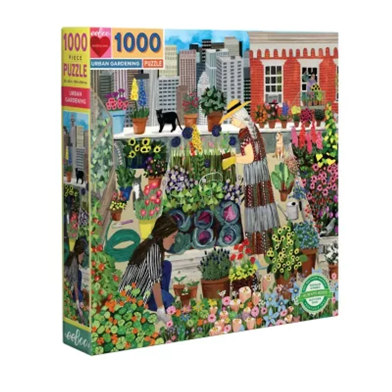 Eeboo Piece And Love Urban Gardening 1000 Piece Square Adult Jigsaw 1000-pc. Puzzle