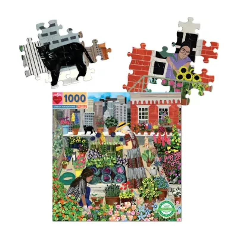 Eeboo Piece And Love Urban Gardening  1000 Piece Square Adult Jigsaw 1000-pc. Puzzle