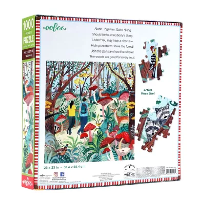 Eeboo Piece And Love Hike In The Woods 1000 Piece Square Adult Jigsaw 1000-pc. Puzzle