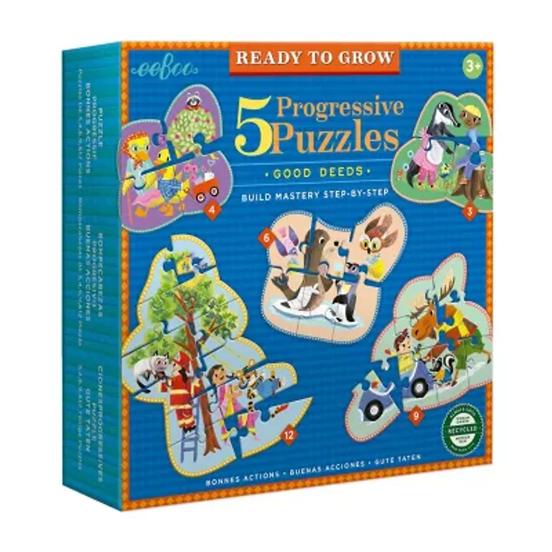 Eeboo Ready To Grow - Together Time Progressive Puzzles Set Of 5  Multi 34-pc. Puzzle
