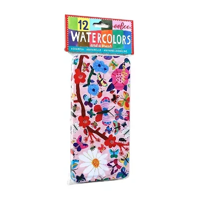 Eeboo Butterflies Watercolor Paint Set 12 Colors 2-pc. Coloring Set