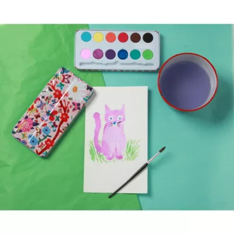 Eeboo Butterflies Watercolor Paint Set 12 Colors 2-pc. Coloring Set