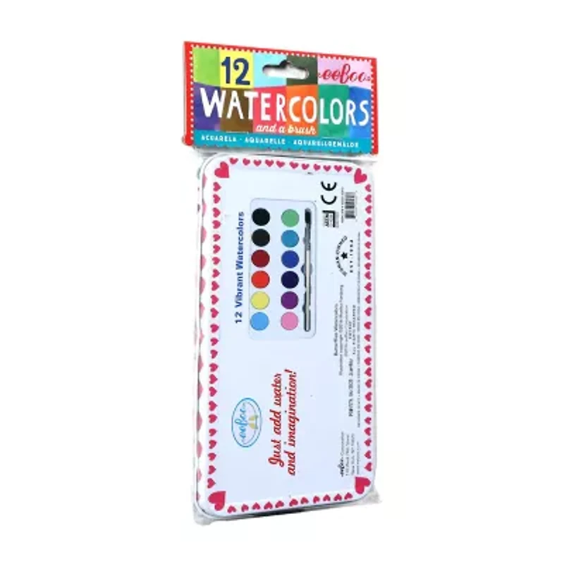Eeboo Butterflies Watercolor Paint Set 12 Colors 2-pc. Coloring Set