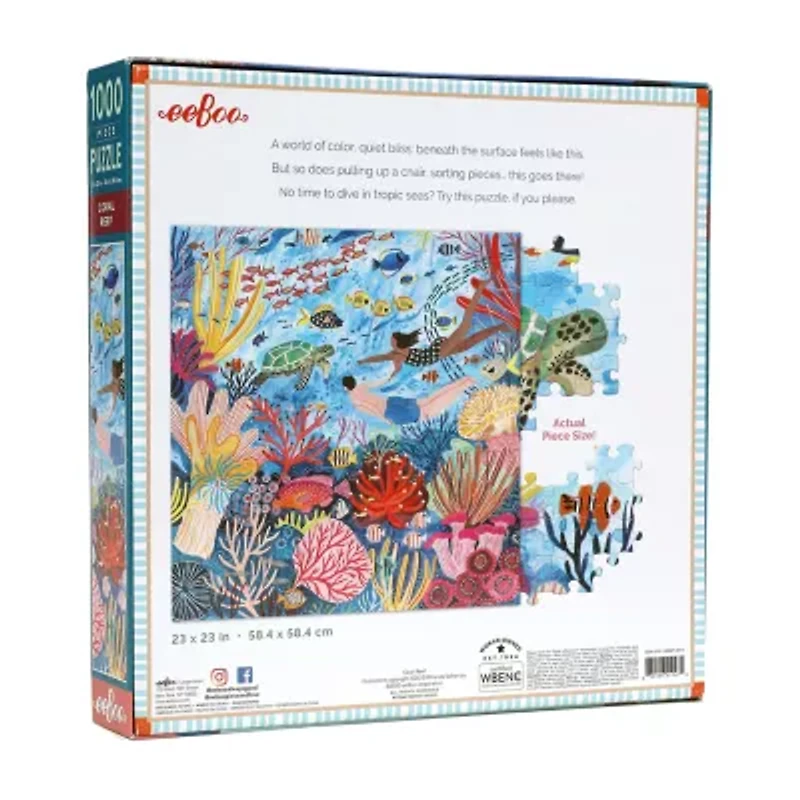 Eeboo Piece And Love Coral Reef 1000 Piece Square Adult Jigsaw 1000-pc. Puzzle