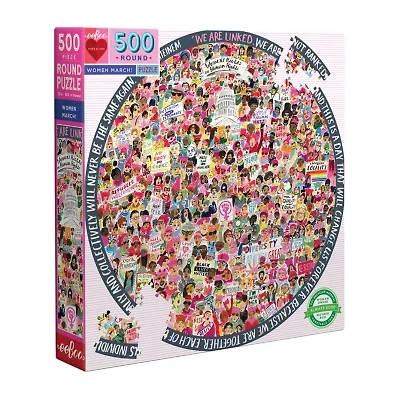 Eeboo Piece And Love Women March! 500 Piece Round 500-pc. Puzzle