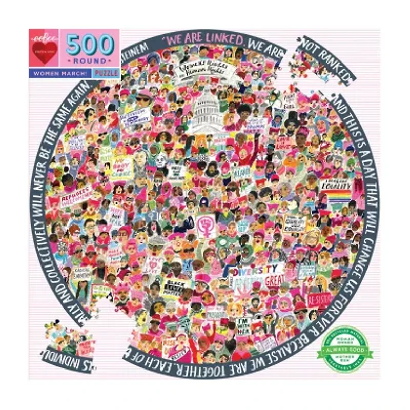 Eeboo Piece And Love Women March! 500 Piece Round 500-pc. Puzzle