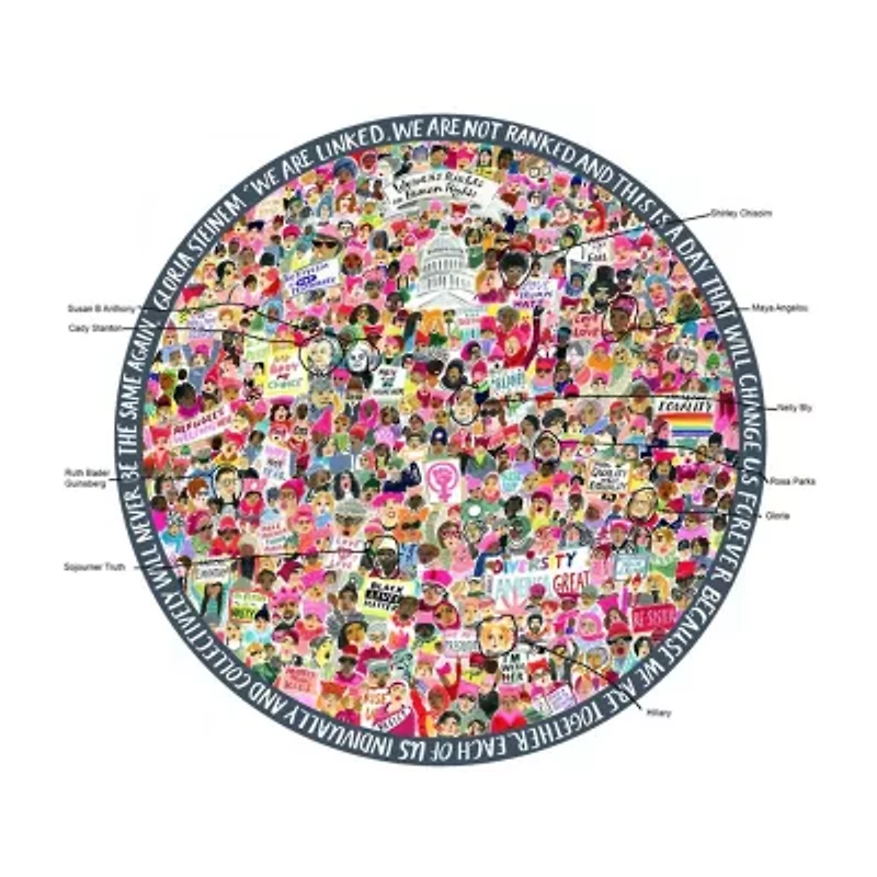 Eeboo Piece And Love Women March! 500 Piece Round 500-pc. Puzzle