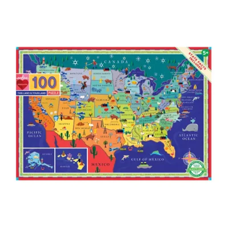 Eeboo This Land Is Your Land 100 Piece 100-pc. Puzzle