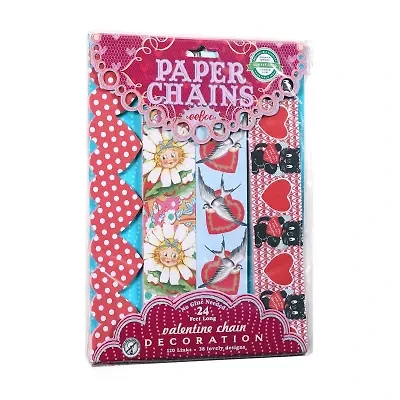 Eeboo Valentine Paper Chain - 120 Links Paper Craft