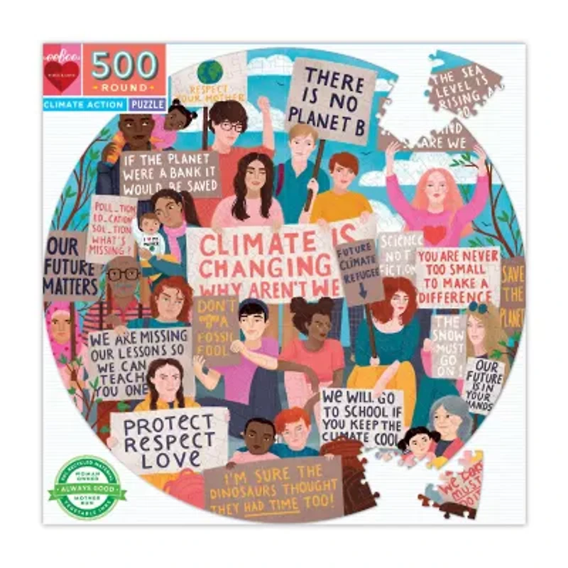 Eeboo Piece And Love Climate Action 500 Pc Round 500-pc. Puzzle