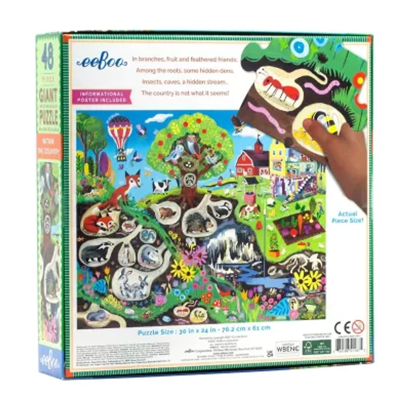 Eeboo Within The Country 48 Piece Giant Floor Jigsaw  30" X 24" 48-pc. Puzzle