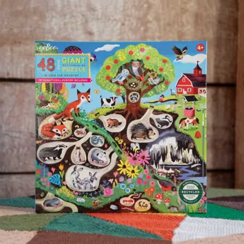 Eeboo Within The Country 48 Piece Giant Floor Jigsaw  30" X 24" 48-pc. Puzzle