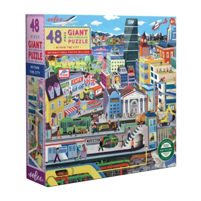Eeboo Within The City 48 Piece Giant Floor Jigsaw 30" X 24" 48-pc. Puzzle