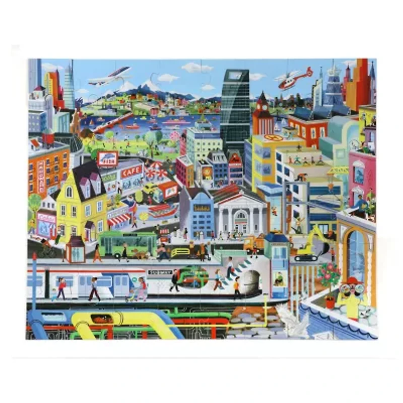 Eeboo Within The City 48 Piece Giant Floor Jigsaw  30" X 24" 48-pc. Puzzle
