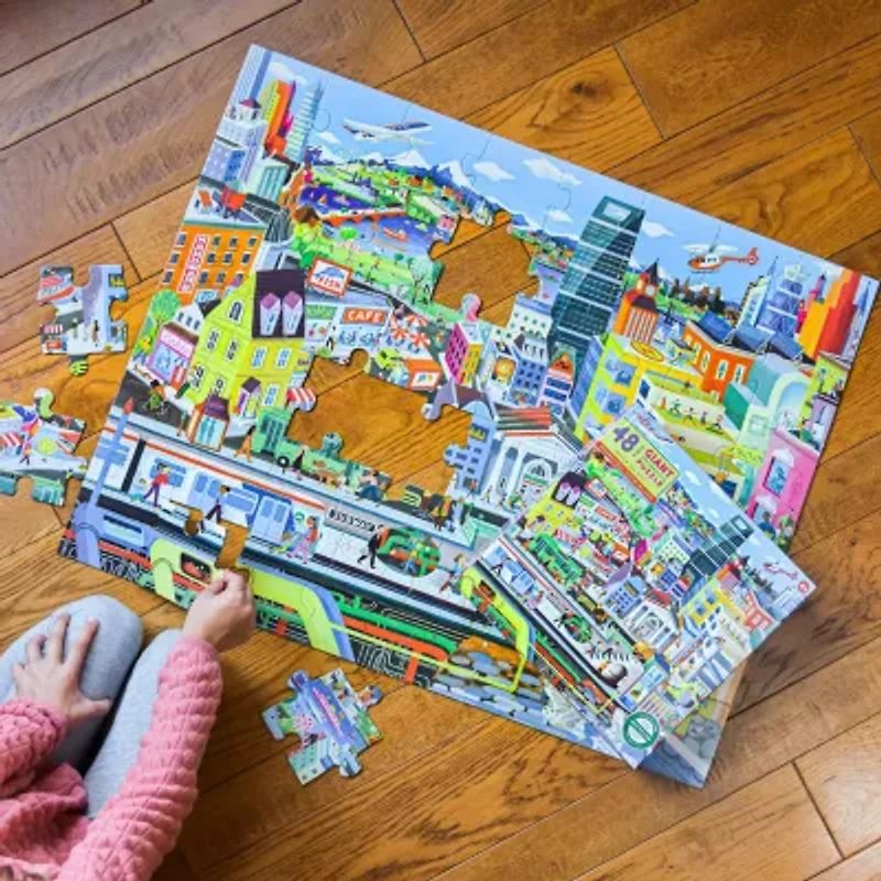 Eeboo Within The City 48 Piece Giant Floor Jigsaw  30" X 24" 48-pc. Puzzle