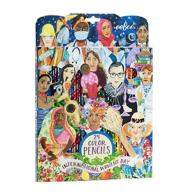 Eeboo International Women'S Day 24 Color Pencils  Premium Colored Pencils In 24 Different Shades 24-pc. Coloring Set