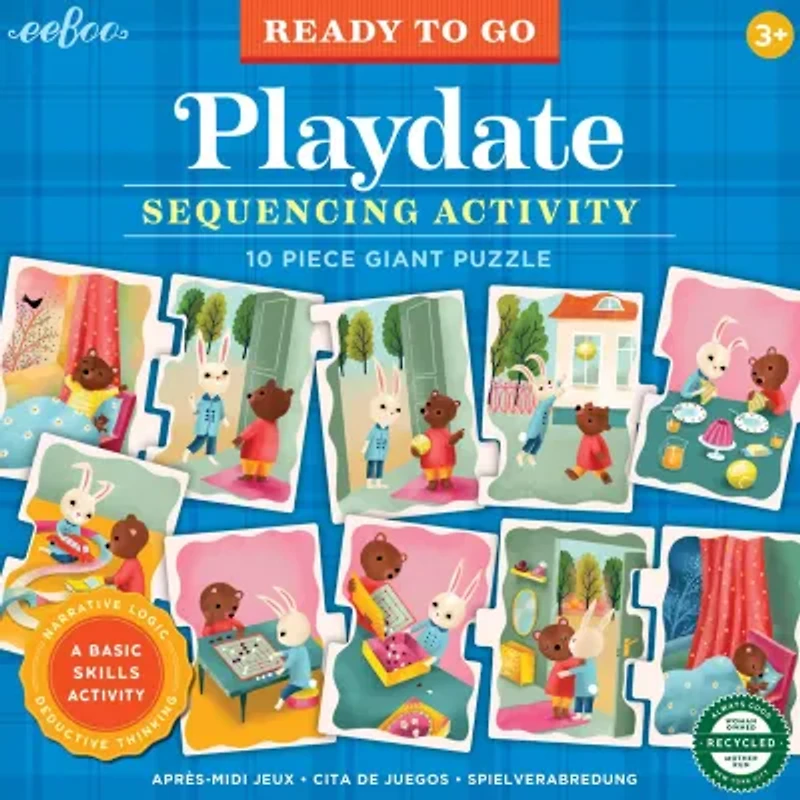 Eeboo Ready To Go Puzzle - Playdate - Sequencing Activity  Ages 3 And Up 10-pc. Puzzle