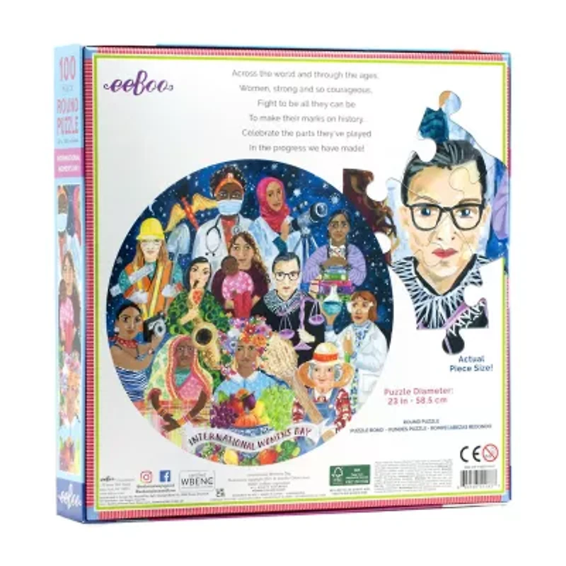 Eeboo International Women'S Day 100 Piece Round 23" 100-pc. Puzzle