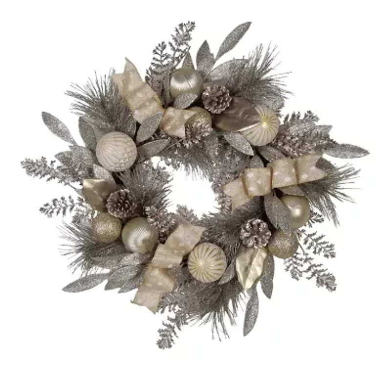 Kurt Adler Gold And Champagne Rattan Wreath