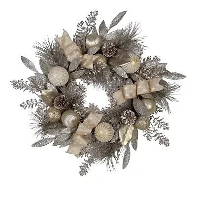 Kurt Adler Gold And Champagne Rattan Wreath