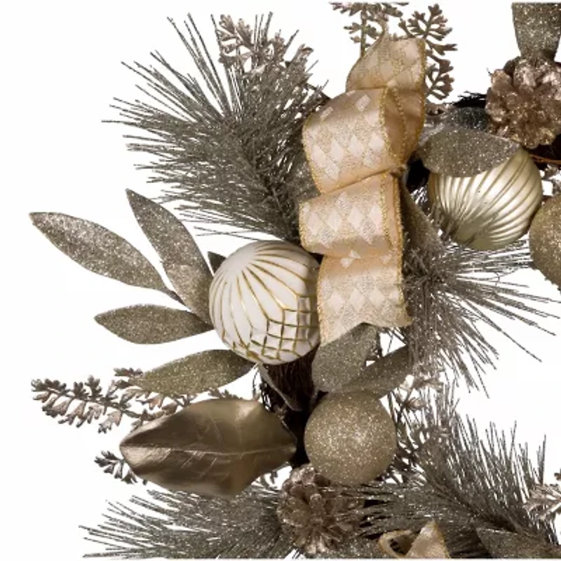 Kurt Adler Gold And Champagne Rattan Wreath