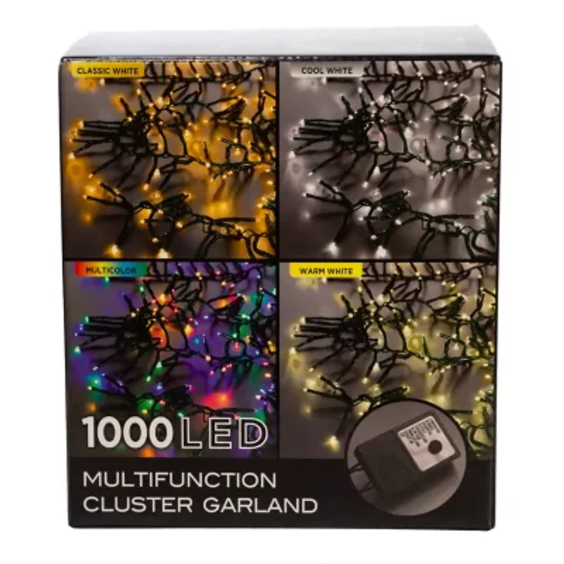 Kurt Adler 480-Light 16-Foot Connectable Warm White LED Cluster Garland