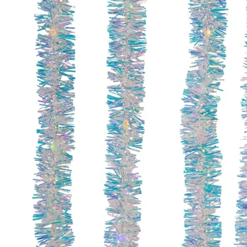 Kurt Adler 32.8-Foot Battery-Operated Iridescent Tinsel Garland with 100 Multi-Colored Lights