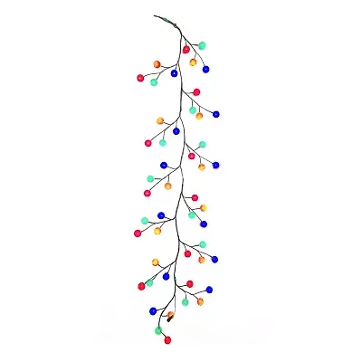 Kurt Adler 6-Foot Green Garland with 48 Multicolor LED Ball Lights