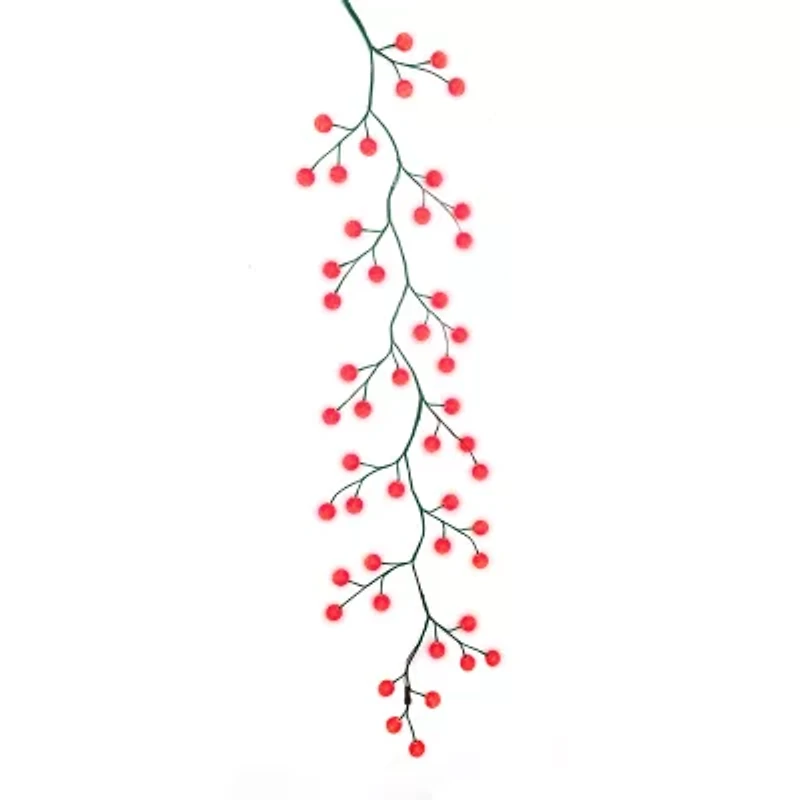 Kurt Adler 6-Foot Green Garland with 48 Red LED and Red Ball Lights