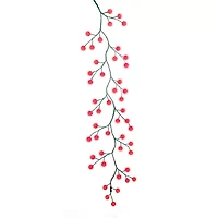 Kurt Adler 6-Foot Green Garland with 48 Red LED and Red Ball Lights