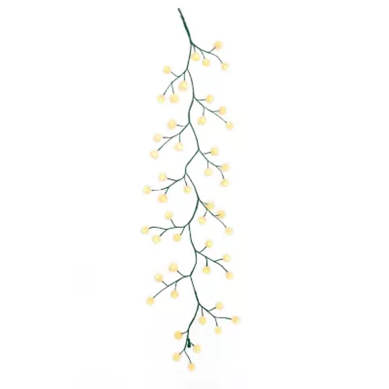 Kurt Adler 6-Foot Green Garland with 48 Warm White LED Lights and White Ball