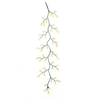 Kurt Adler 6-Foot Green Garland with 48 Warm White LED Lights and White Ball