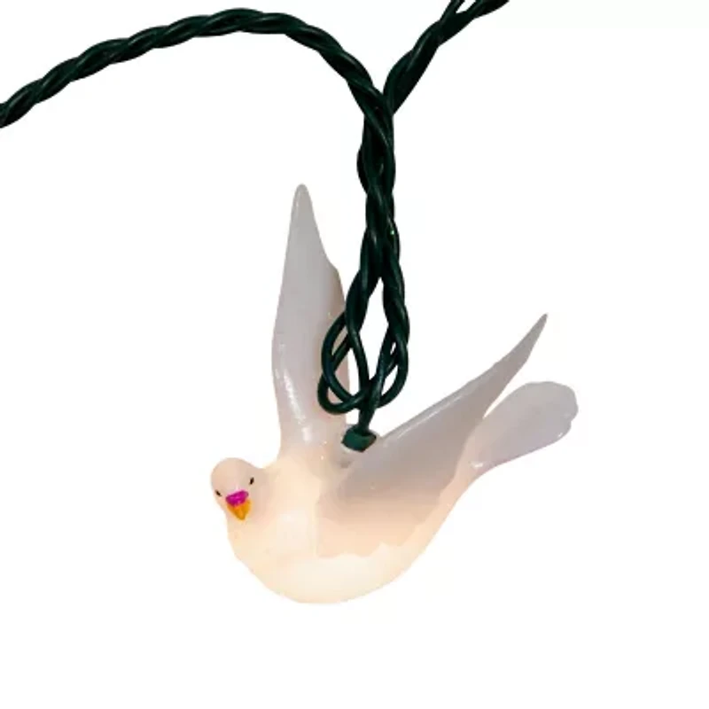 Kurt Adler UL 10-Light Glitter Dove Light Set