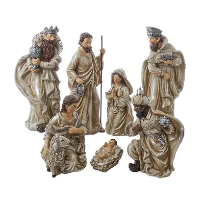 Kurt Adler 3-13-Inch Resin Nativity Table Piece 7 Piece Set