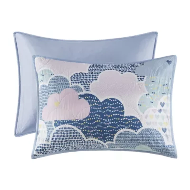 Intelligent Design Bliss Reversible 100% Cotton Quilt Set With Throw Pillows