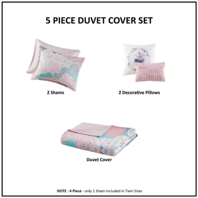 Intelligent Design Bliss 100% Cotton Duvet Cover Set with Decorative Pillows