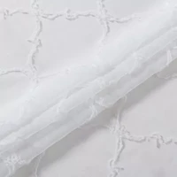 Laura Ashley Berwyn Rod Pocket Embroidered Sheer Set of Curtain Panel
