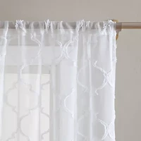 Laura Ashley Berwyn Rod Pocket Embroidered Sheer Set of Curtain Panel