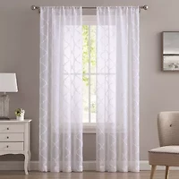 Laura Ashley Berwyn Rod Pocket Embroidered Sheer Set of Curtain Panel