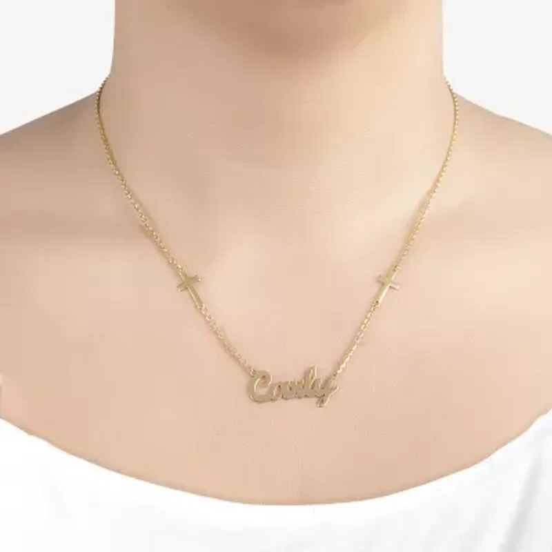 Womens 14K Gold Over Silver Inch Name Necklace